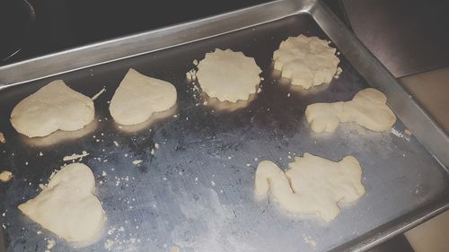 High angle view of cookies in kitchen