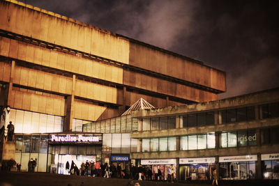 View of illuminated building at night