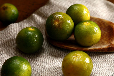 High angle view of oranges on table