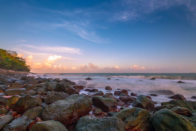 Scenic view of sea against sky during sunset