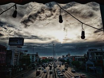 High angle view of traffic on road in city