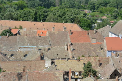 High angle view of old buildings