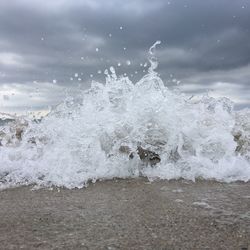 Waves splashing on shore