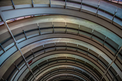 High angle view of spiral walkway in modern building