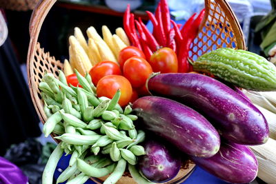 Close-up of fresh vegetables in market