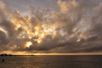 Scenic view of sea against cloudy sky