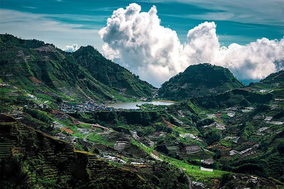 Panoramic view of mountains against sky