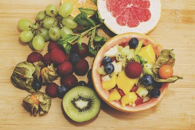 Close-up high angle view of fruits on table