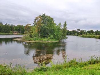 Scenic view of lake against sky