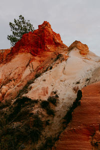 Low angle view of rock formation against sky