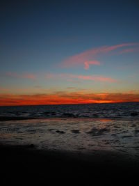 Scenic view of sea against sky at sunset