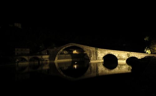 Bridge over river at night