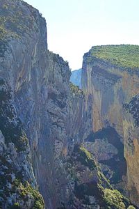 Rock formations on cliff