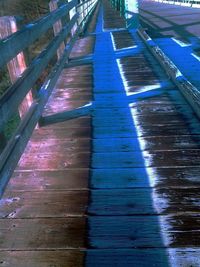 Wooden footbridge on pier