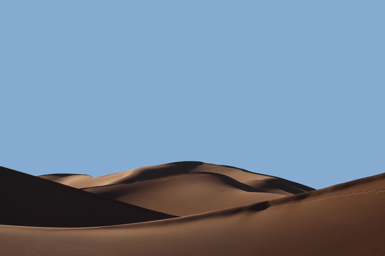 erg, natural environment, desert, sand dune, blue, singing sand, nature, sky, clear sky, sand, land, no people, copy space, environment, landscape, scenics - nature, dune, climate, day, outdoors, arid climate, tranquility