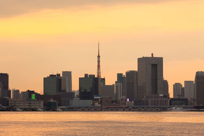 City skyline of tokyo at sunset, kanto region, honshu, japan