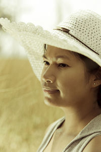 Close-up portrait of young thai woman