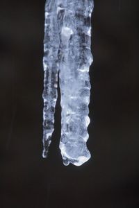 Close-up of ice crystals against black background