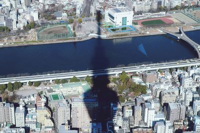 High angle view of river in city