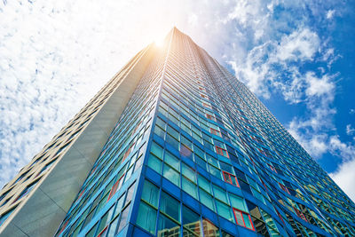 Low angle view of modern building against sky