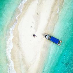High angle view of people on beach