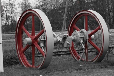 Close-up of red wheel