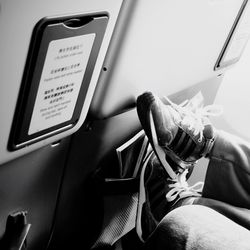 Close-up of woman in airplane