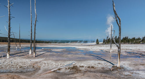 Scenic view of land against sky during winter