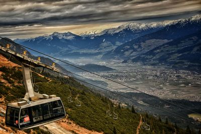 Scenic view of mountains against sky during winter