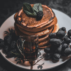 Close-up of cake served on table
