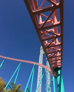 Low angle view of ferris wheel against blue sky