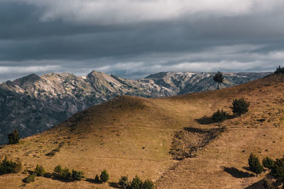 Scenic view of mountains against sky