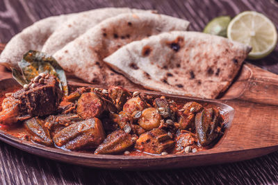 Close-up of meal served in plate