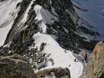 High angle view of snowcapped mountain