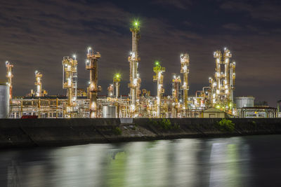 Night view of yokkaichi petrochemical complex
