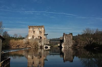 Reflection of building in water