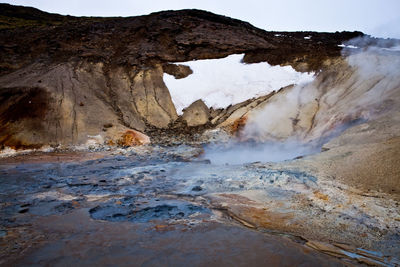 Water flowing through rocks