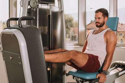 Man working out in gym