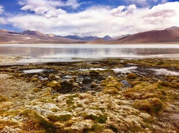 Scenic view of lake against sky