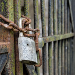 Close-up of metal door