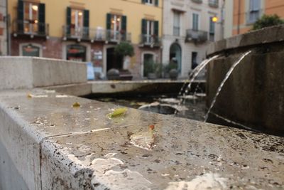 Surface level of canal by buildings