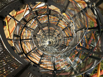 Directly below shot of spiral staircase in building