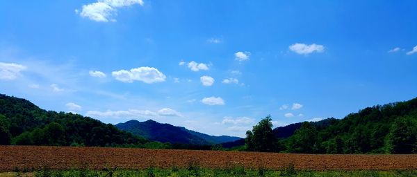 Scenic view of landscape against cloudy sky