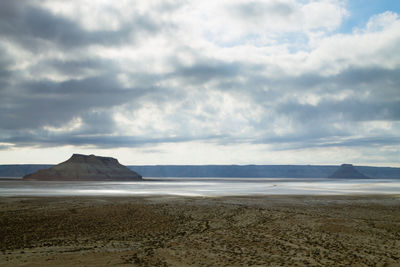 Scenic view of beach against sky