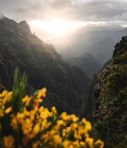 Scenic view of mountains against sky