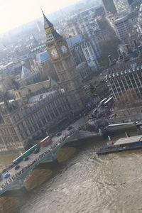 High angle view of river in city