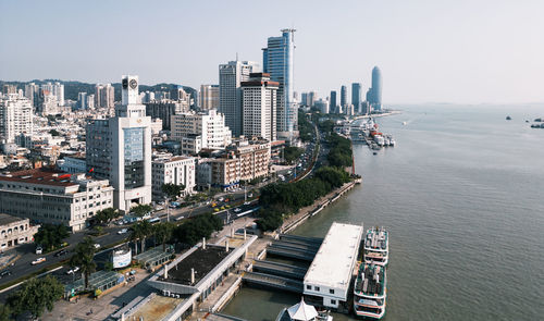 High angle view of city street