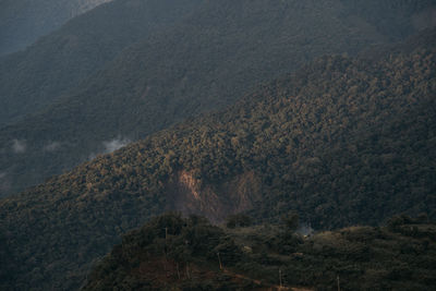 High angle view of land and mountains