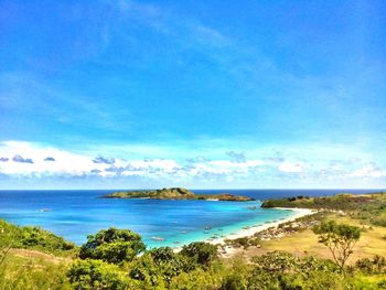 View of sea against blue sky