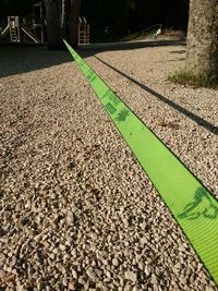 High angle view of railroad track amidst field